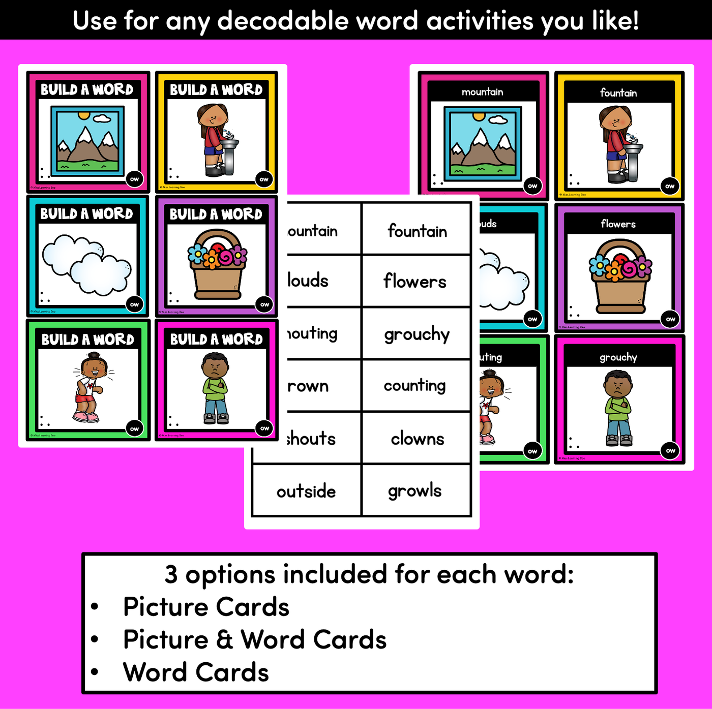 DIPHTHONG OI & OY Word Building Cards