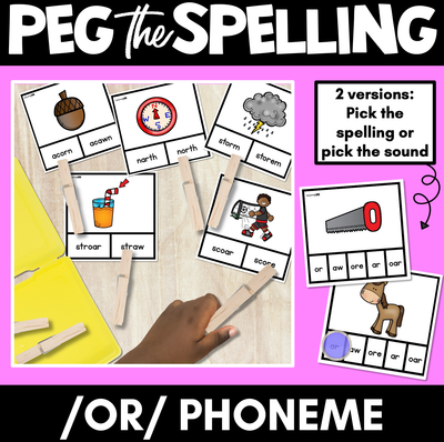 R-CONTROLLED VOWEL SOUND OR Clip Cards - Ways to spell the OR sound