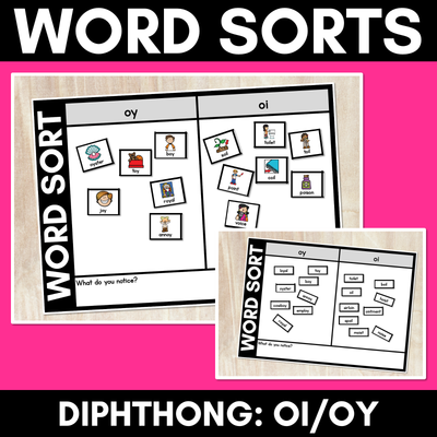 DIPHTHONG OI OY WORD SORT