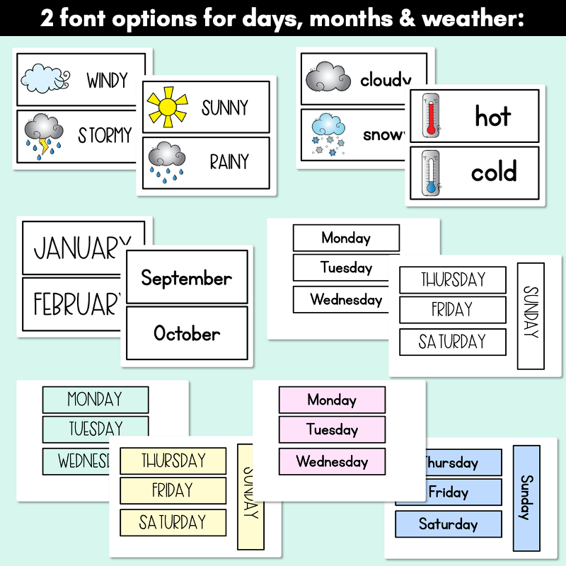 PASTEL CLASSROOM DECOR Calendar and Weather Display