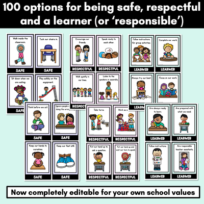 Positive Behaviour Choice Posters | Safe Respectful Learners | Pastel Theme