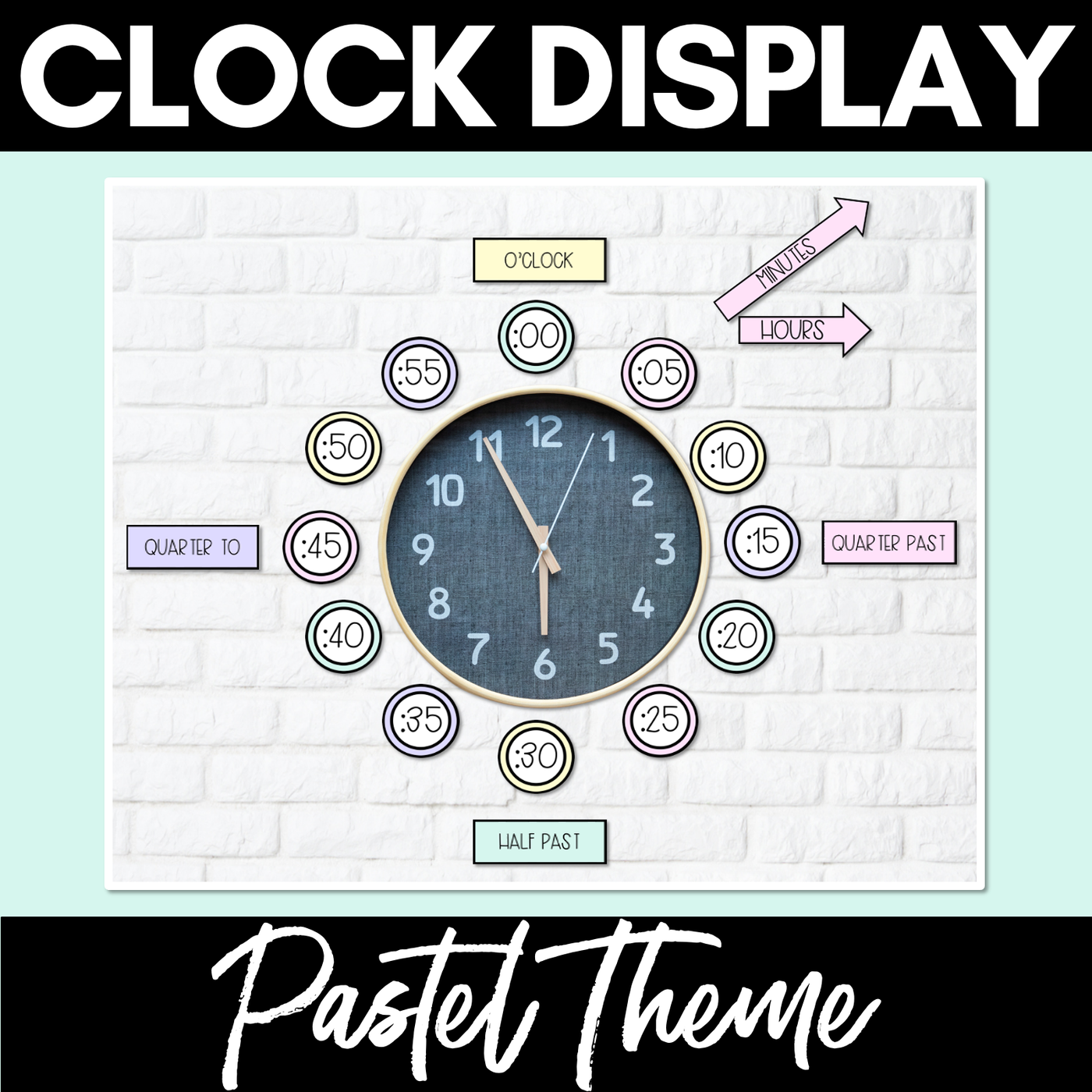 PASTEL CLASSROOM DECOR Clock Display