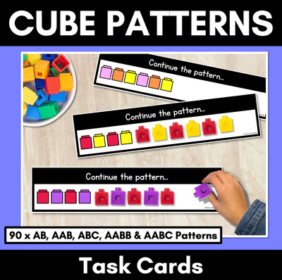 Patterns in Kindergarten Task Cards - Snap Cubes or Unifix Cubes