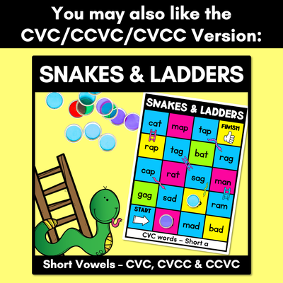 Kindergarten Phonics Game for Consonant Digraph Words - Snakes & Ladders