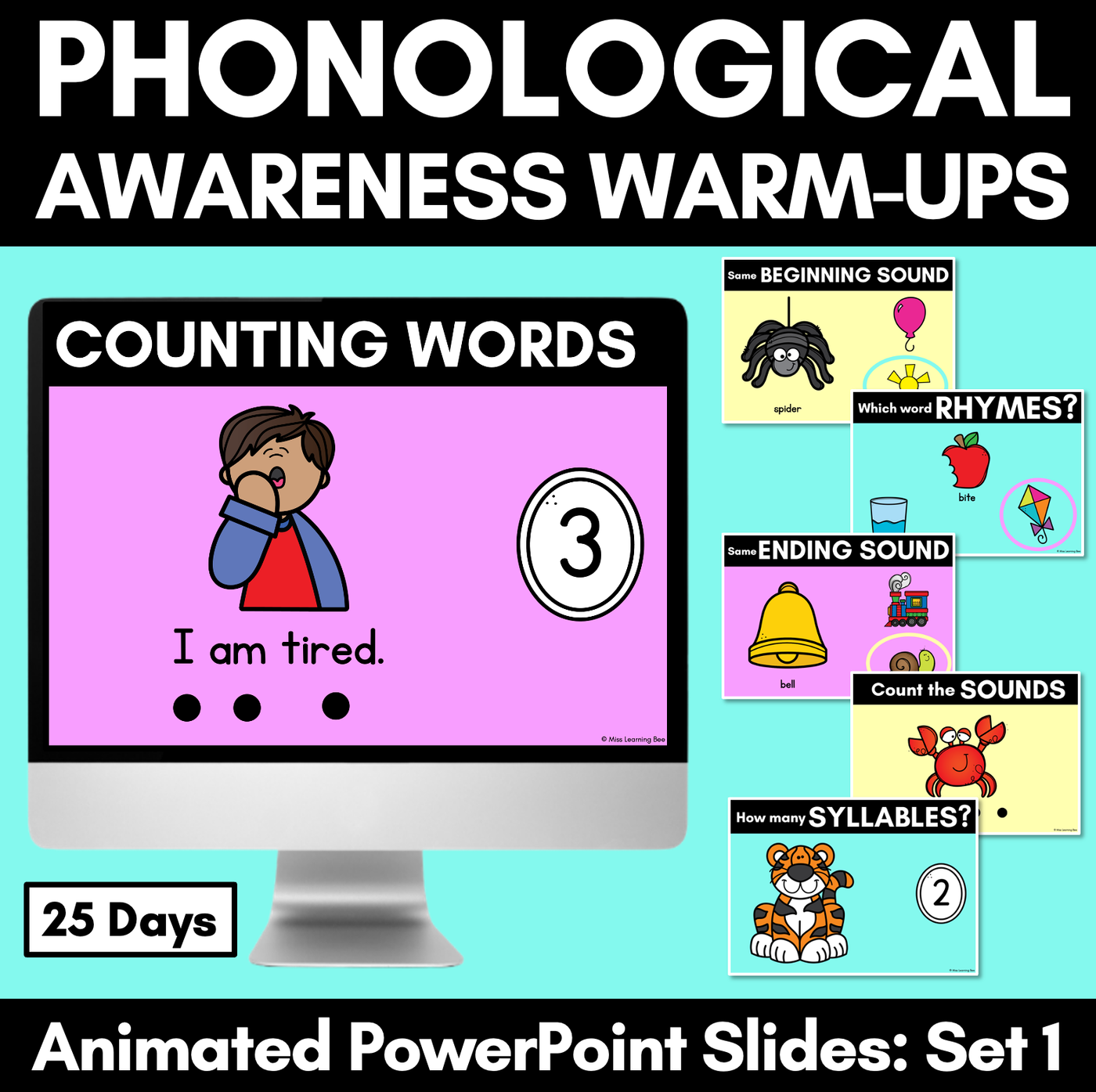 Phonological Awareness Warm Up PowerPoint Slides - Set 1