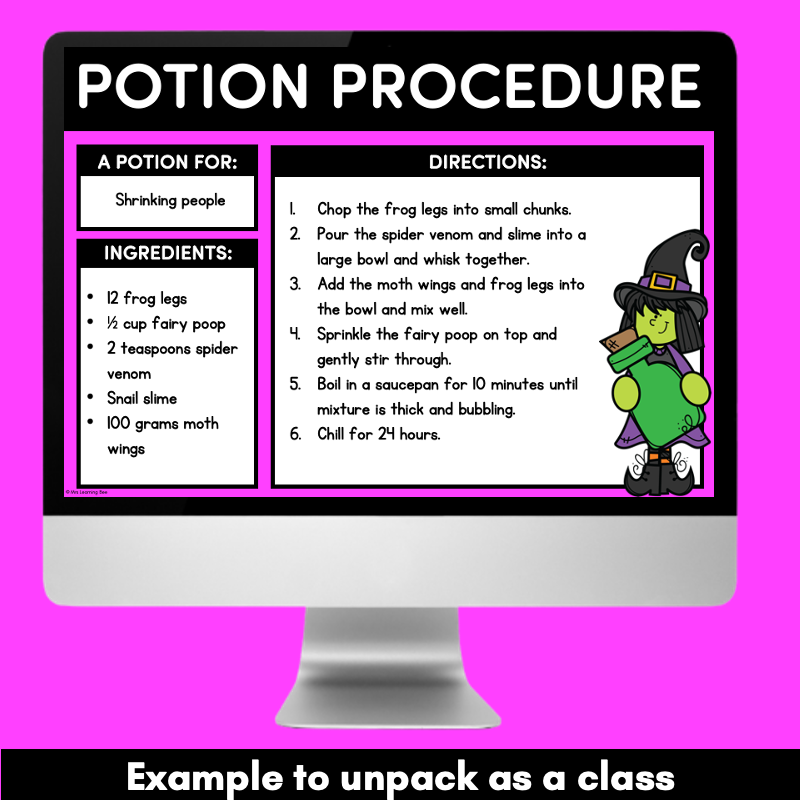 POTION PROCEDURES - Halloween Writing PowerPoint Slides