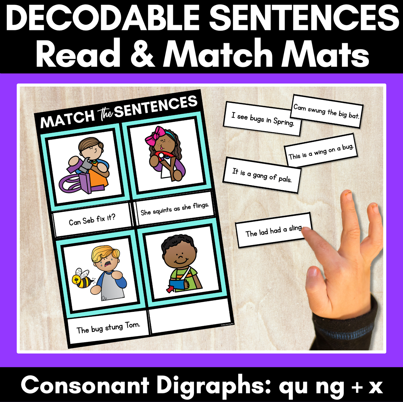 QU NG X Decodable Sentences Mats - Read & Match