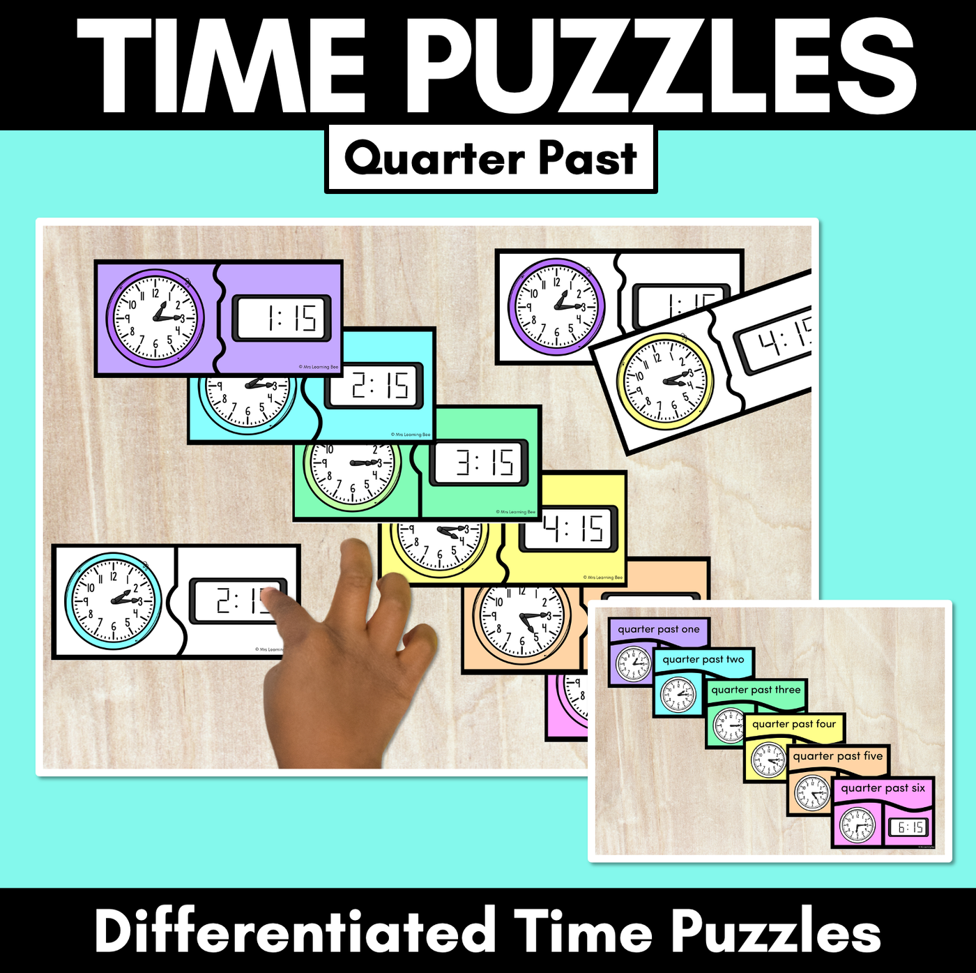 TIME PUZZLES - Quarter Past - Digital and Analog Time