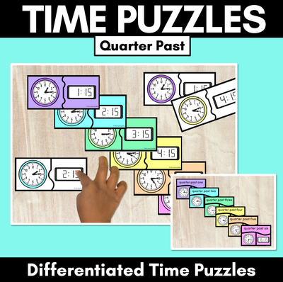 TIME PUZZLES - Quarter Past - Digital and Analog Time