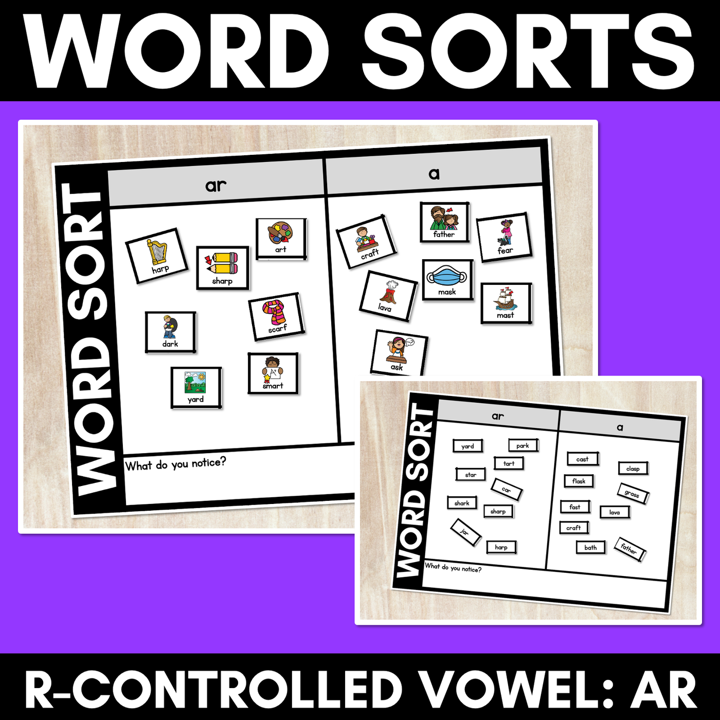 R-CONTROLLED VOWEL AR WORD SORT