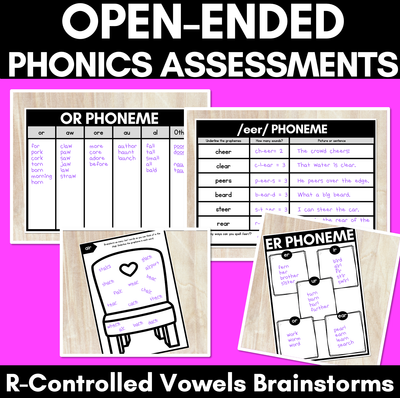 R-Controlled Vowel Sounds Brainstorm Templates & Assessments