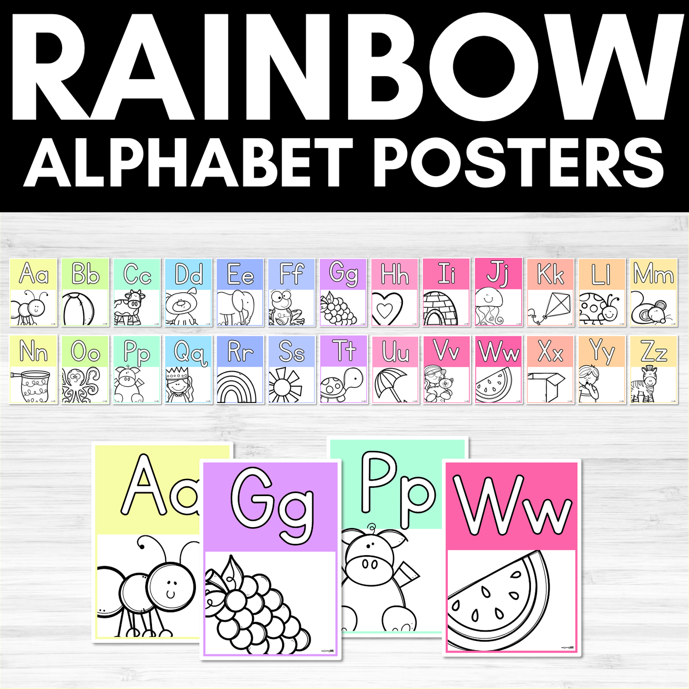 Alphabet Posters RAINBOW - ALL AUSSIE FONTS