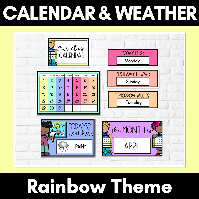 RAINBOW CLASSROOM DECOR - Calendar & Weather Display