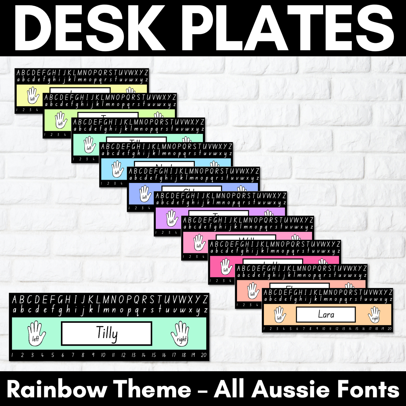 Student Desk Plates - Rainbow Classroom Decor