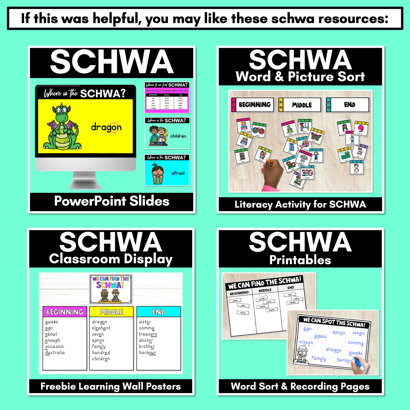 Schwa Game - Roll and find the schwa words