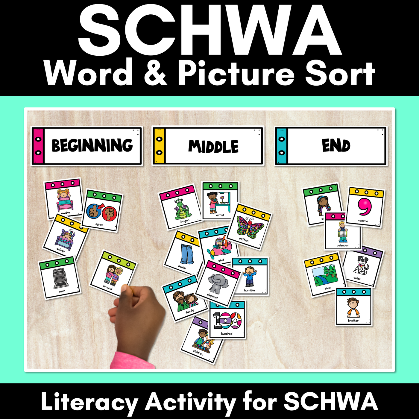 Schwa Activity - Word and Picture Sort for Schwa Words
