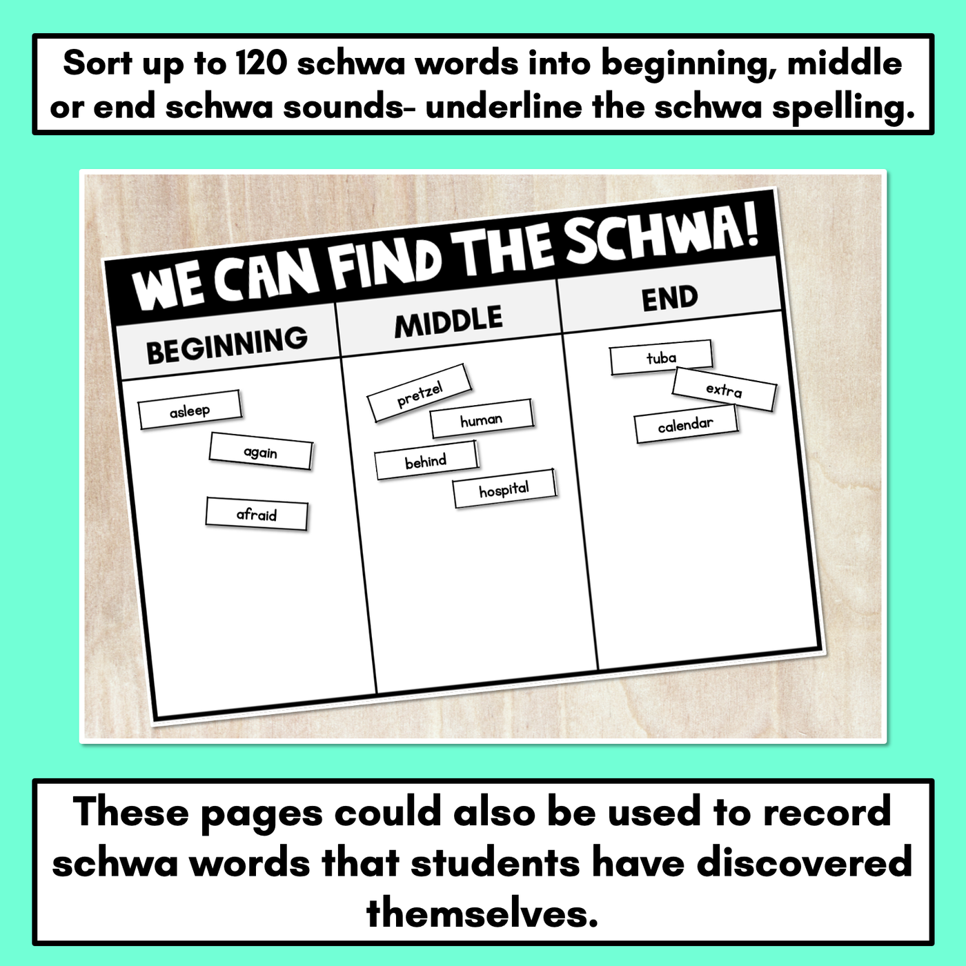 Schwa Worksheets & Schwa Word Sort Activity