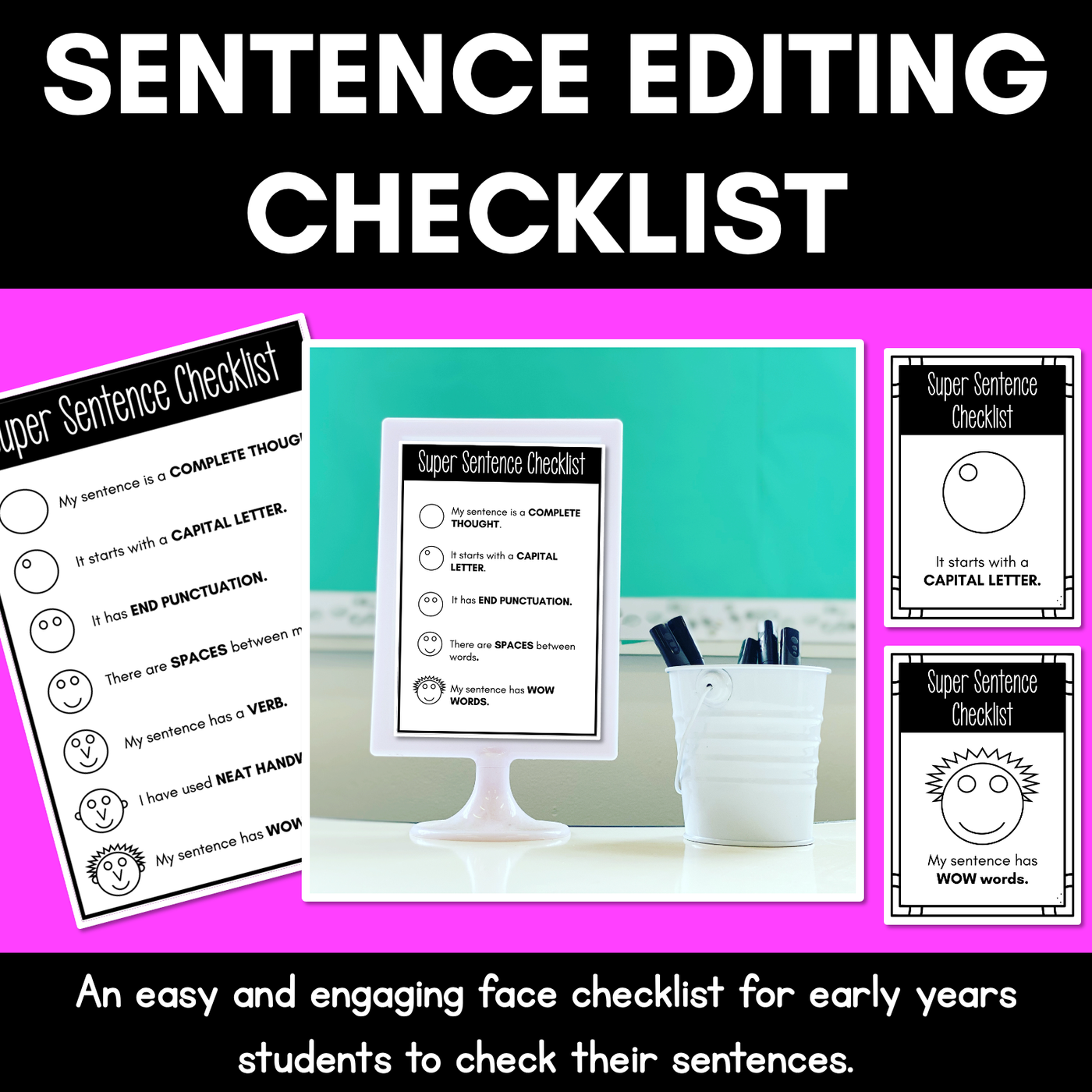 Sentence Writing Editing Checklist | Early Years