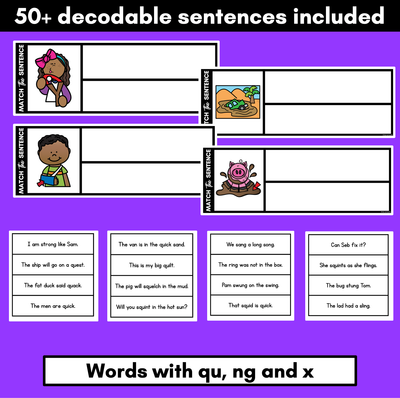QU NG X Decodable Sentences - Read, Match & Write