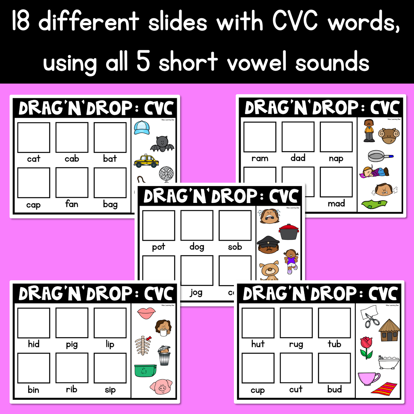 DRAG AND DROP THE CVC WORD | PowerPoint