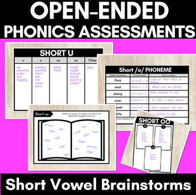 Short Vowel Sounds Brainstorm Templates & Assessments