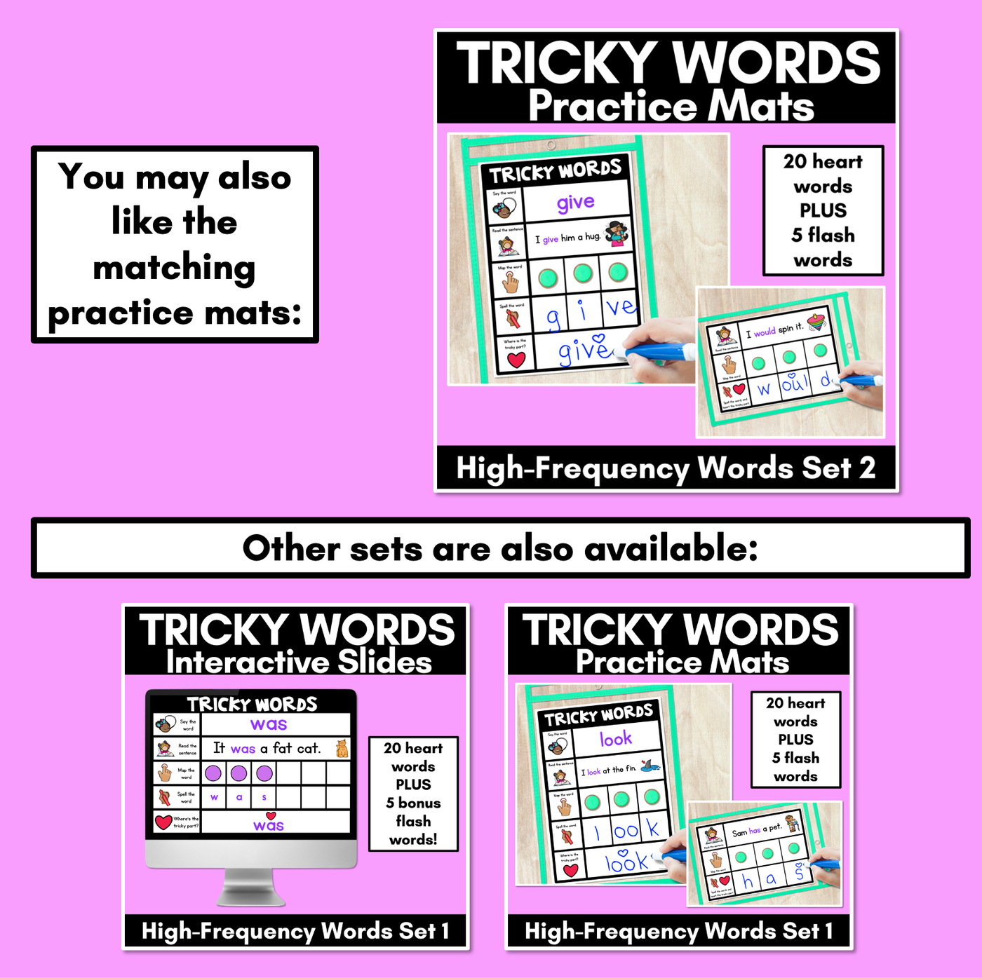 High Frequency Heart Word Digital Practice Slides - INTERACTIVE - Set 2