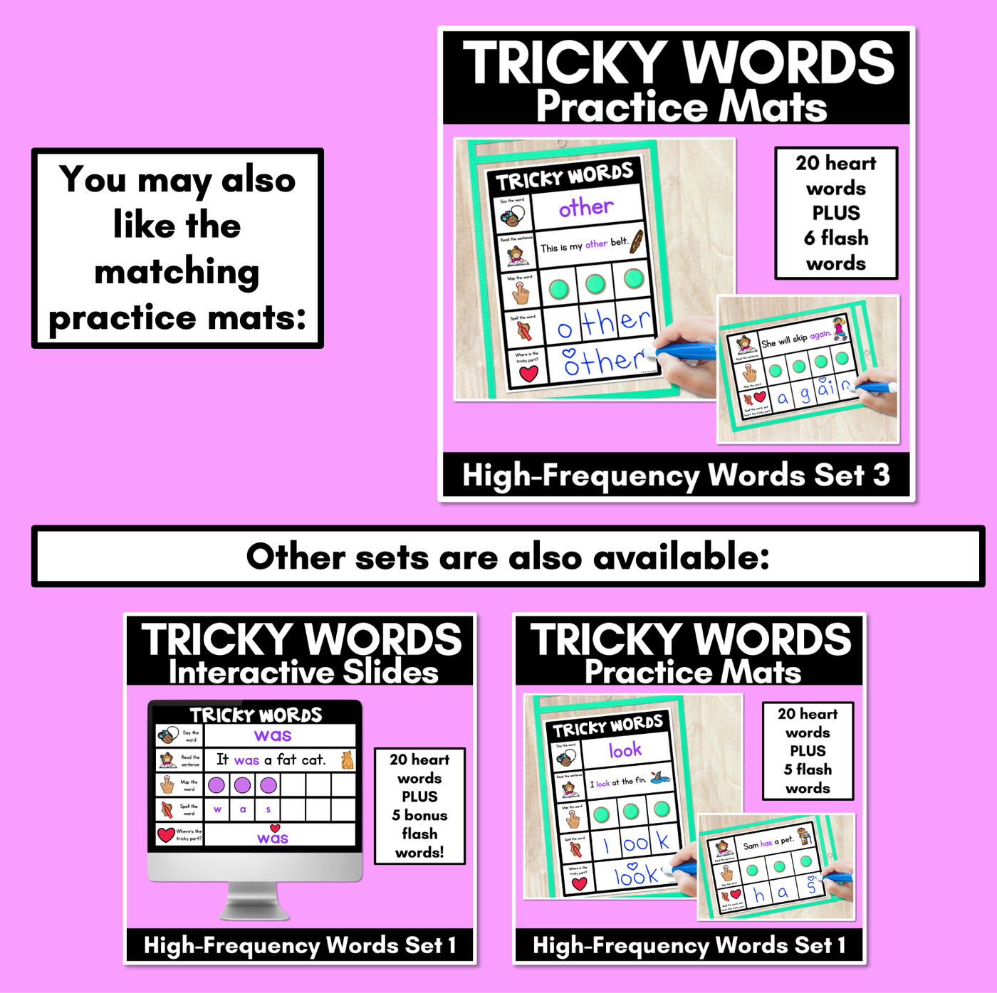 High Frequency Heart Word Digital Practice Slides - INTERACTIVE - Set 3