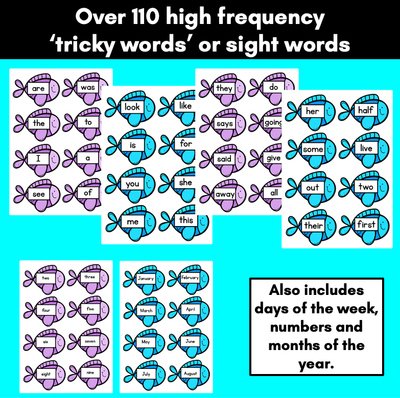 HIGH FREQUENCY WORD FISH - Editable Magnetic Fish Templates