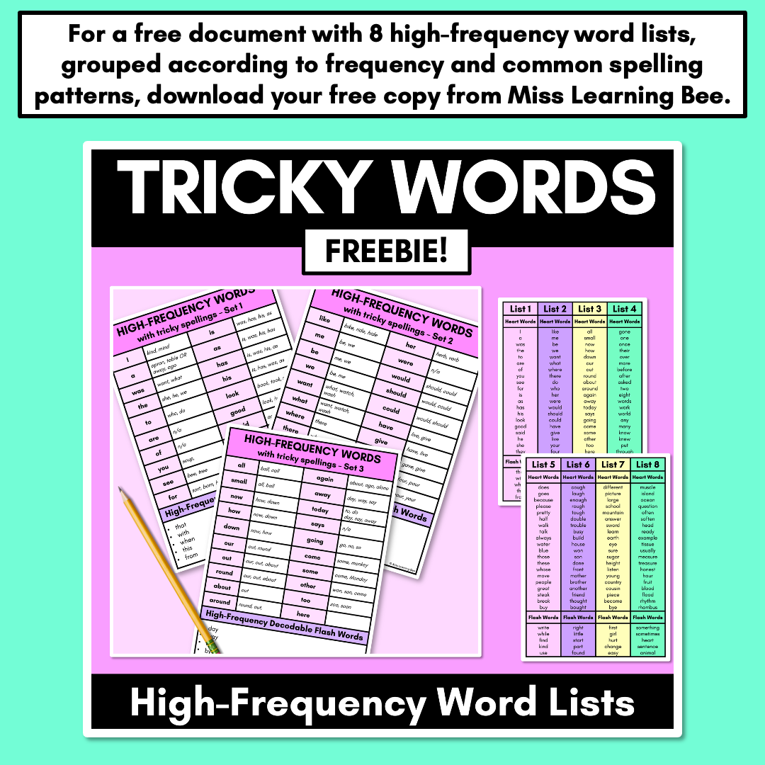 High Frequency Heart Word Posters SET 1 - WORDS WITH TRICKY SPELLINGS