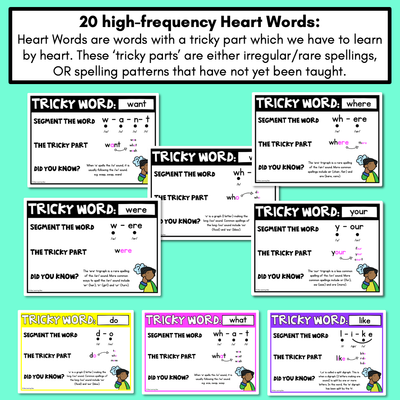 High Frequency Heart Word Posters SET 2 - WORDS WITH TRICKY SPELLINGS