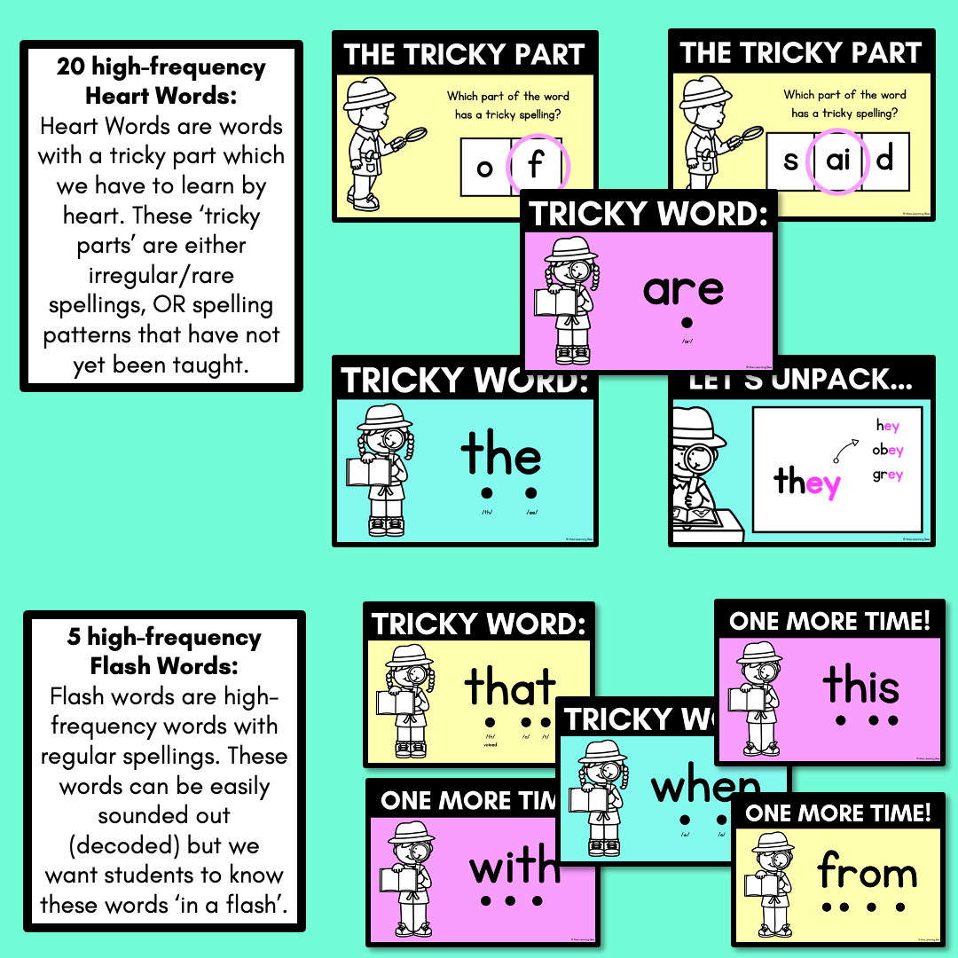 High Frequency Heart Word Lessons SET 1 - WORDS WITH TRICKY SPELLINGS