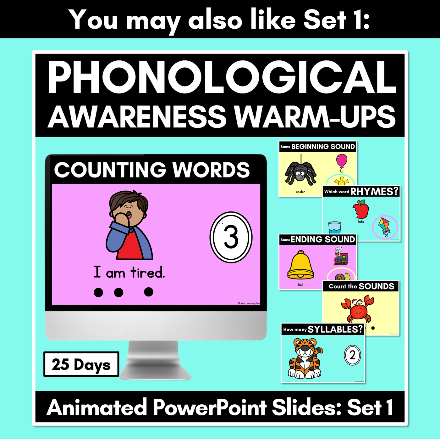 Phonological Awareness Warm Up PowerPoint Slides - Set 2