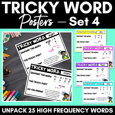 High Frequency Heart Word Posters SET 4- WORDS WITH TRICKY SPELLINGS