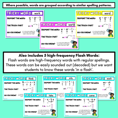 High Frequency Heart Word Posters SET 4- WORDS WITH TRICKY SPELLINGS