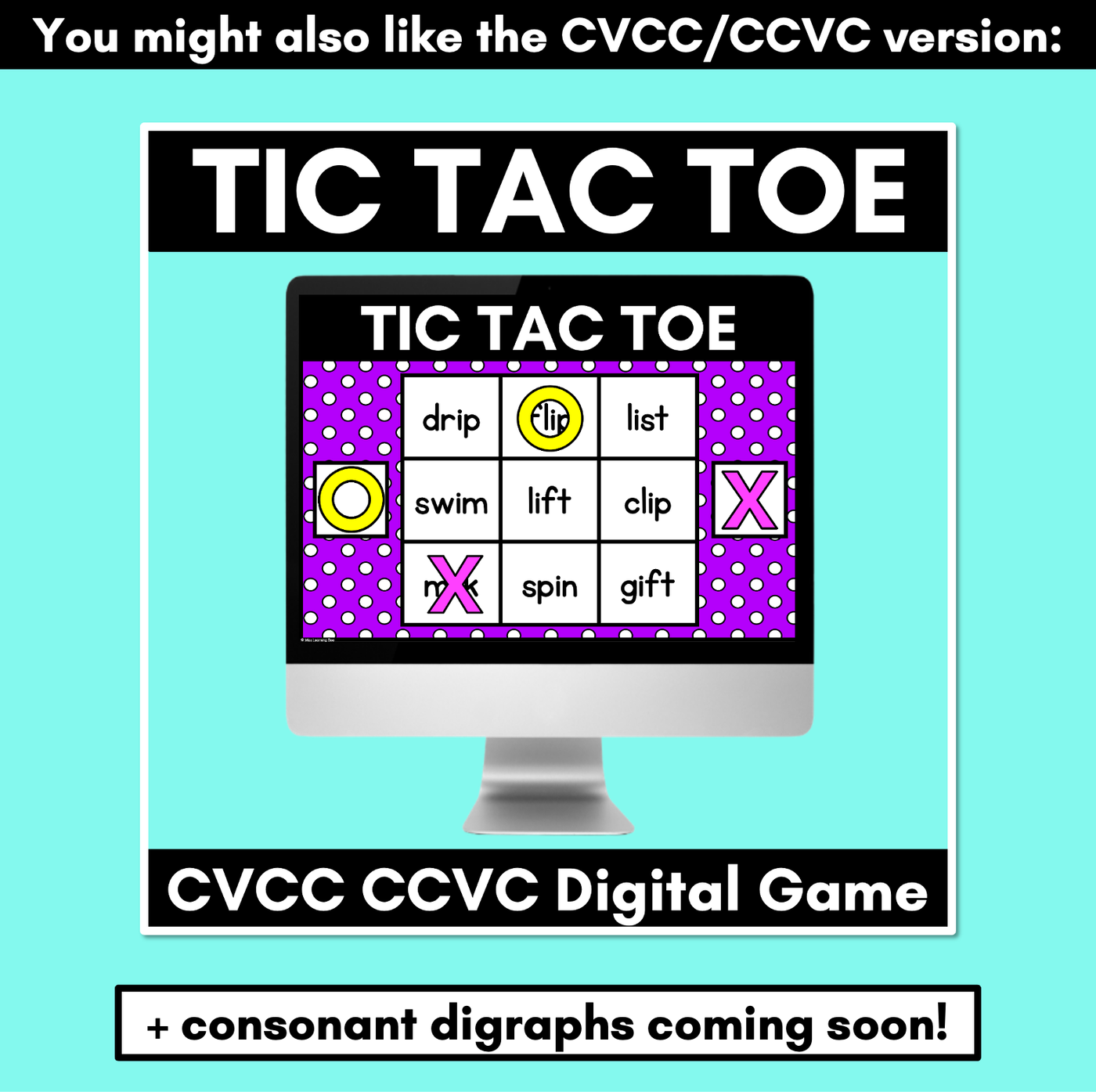 DIGITAL TIC TAC TOE for CVC Words - Digital Phonics Activity for PowerPoint