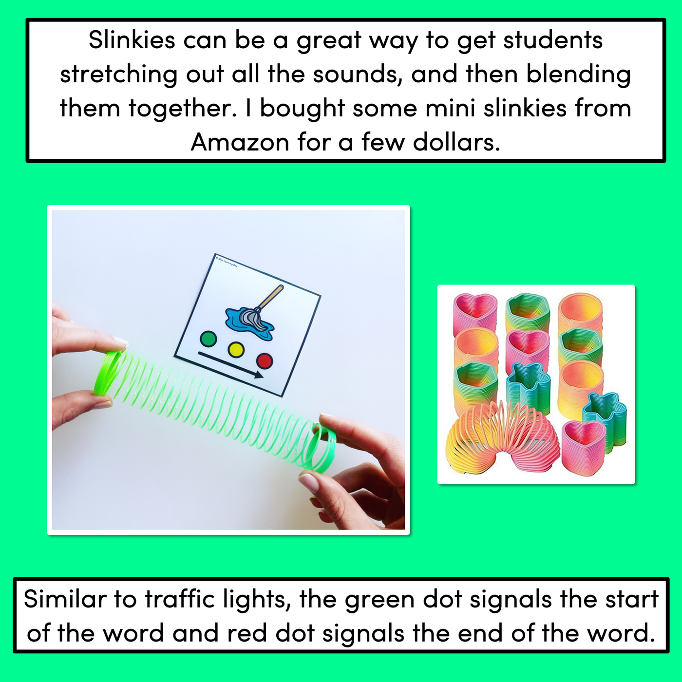 CVC Word Picture Cards with Sound Buttons - STRETCH & BLEND WITH SLINKIES