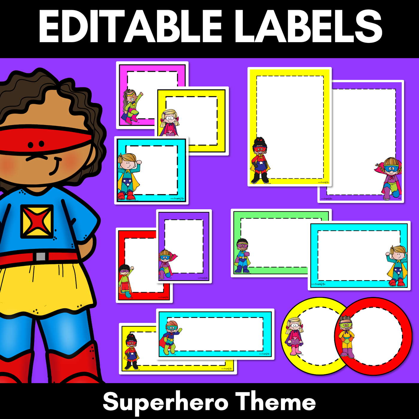 SUPERHERO THEME Editable Labels