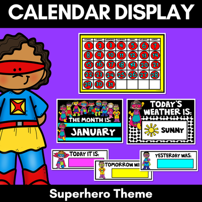 SUPERHERO THEME Calendar & Weather Display
