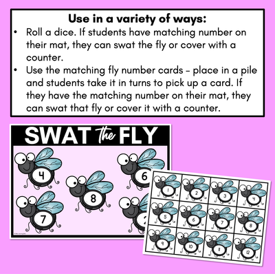 FLY SWAT NUMBER MATS - 4 Levels - Kindergarten Math Game