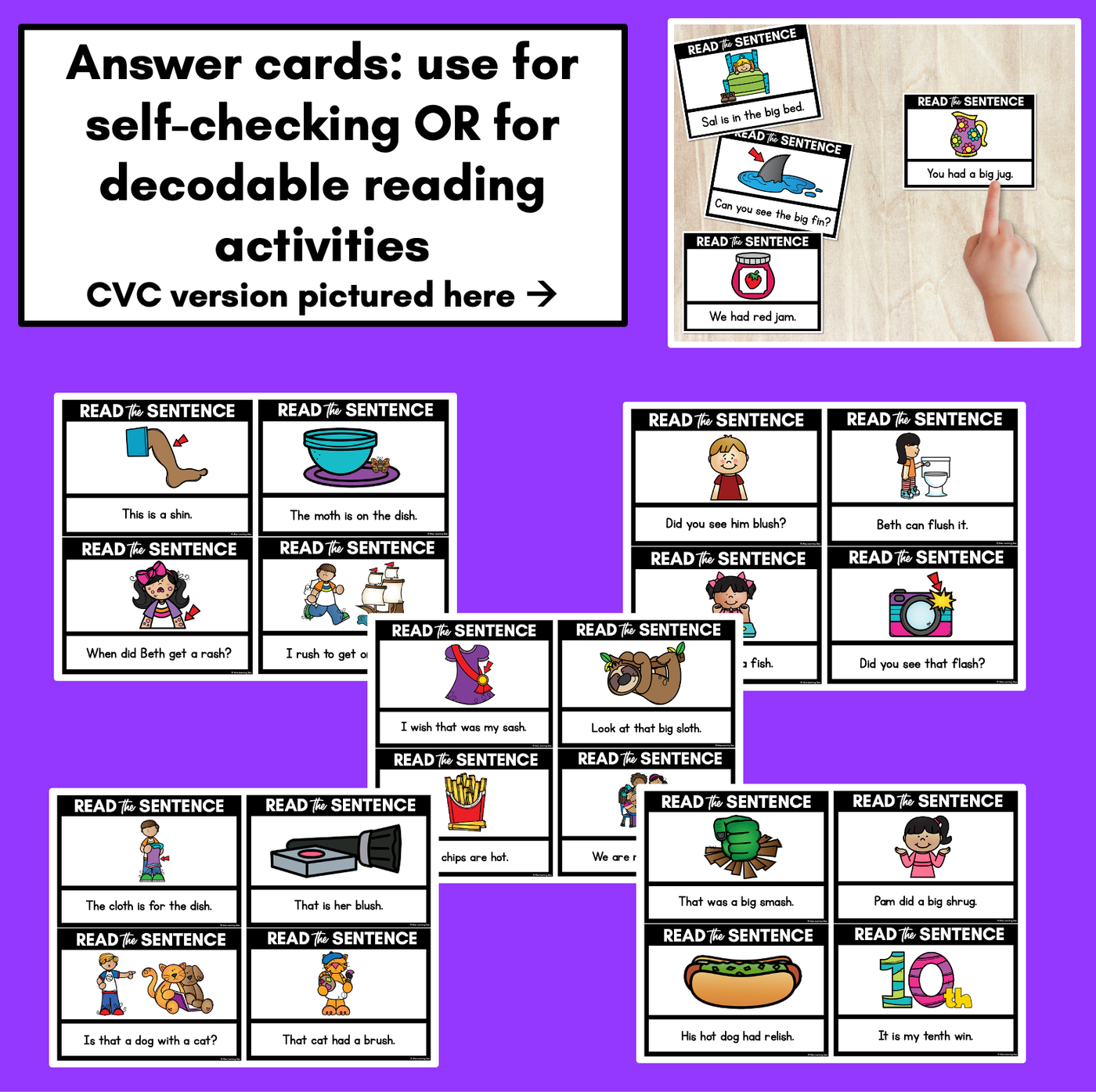 CH SH TH WH Decodable Sentences - Read and Match