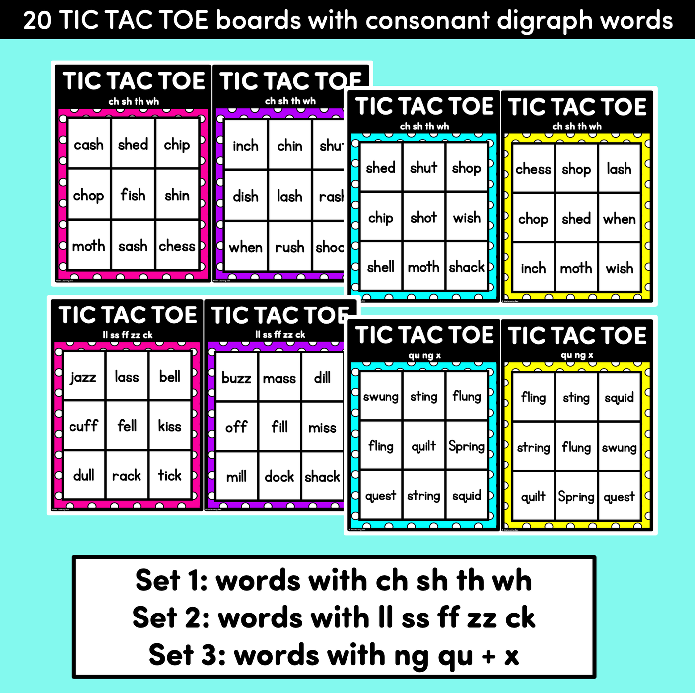 TIC TAC TOE GAME for Consonant Digraphs - No Prep Phonics Game