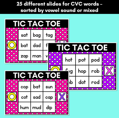 DIGITAL TIC TAC TOE for CVC Words - Digital Phonics Activity for PowerPoint