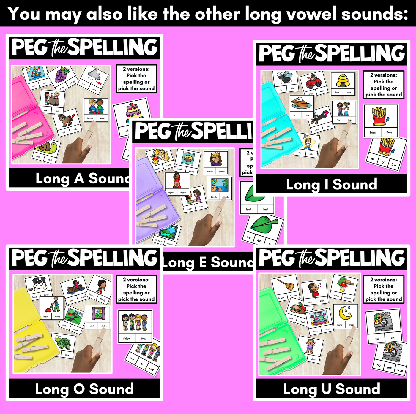 Long Vowel Sound E Clip Cards- Vowel Team Games