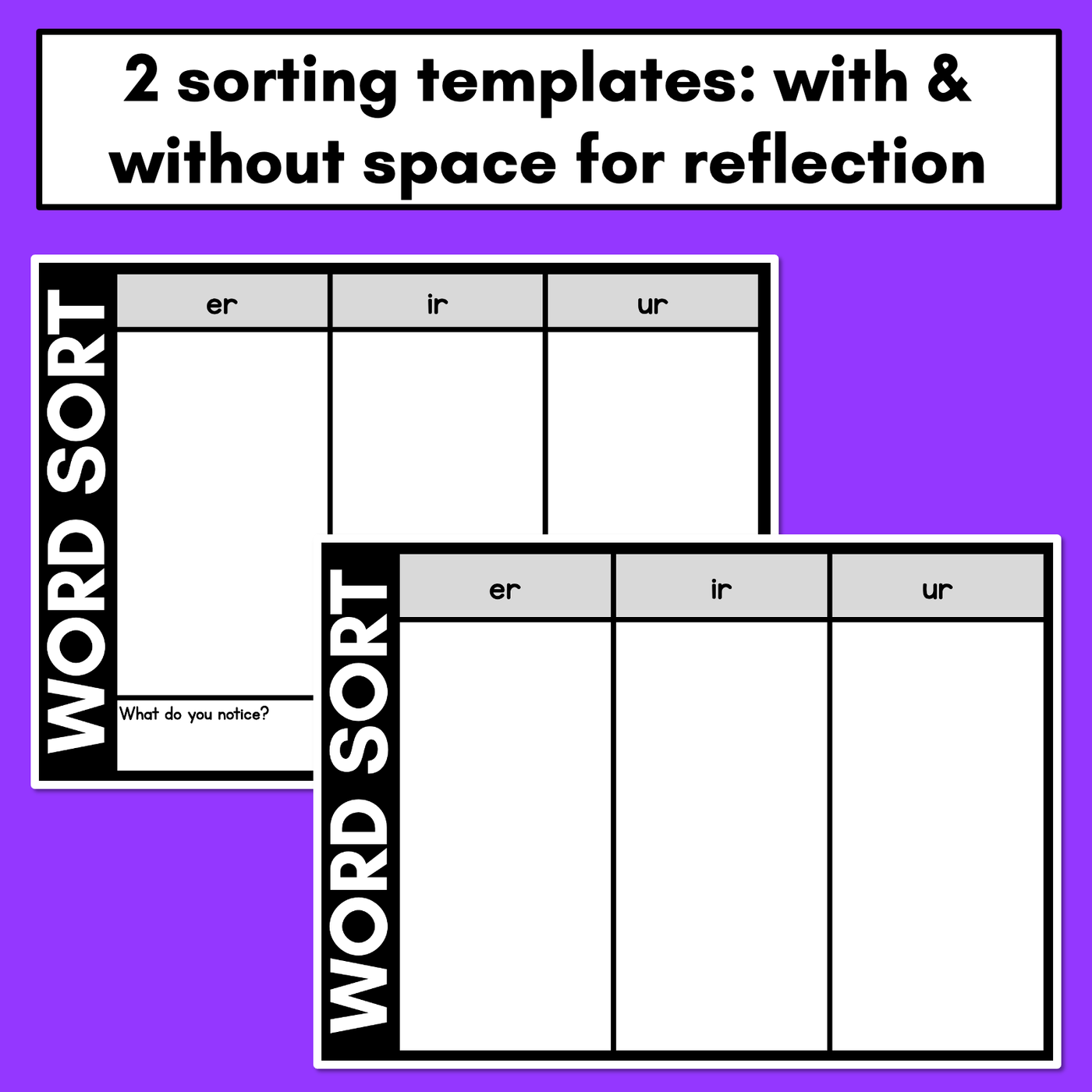 R-CONTROLLED VOWEL ER WORD SORT