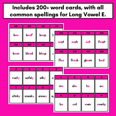Long Vowel E Card Game - Phonics Flip for Long Vowel Sounds
