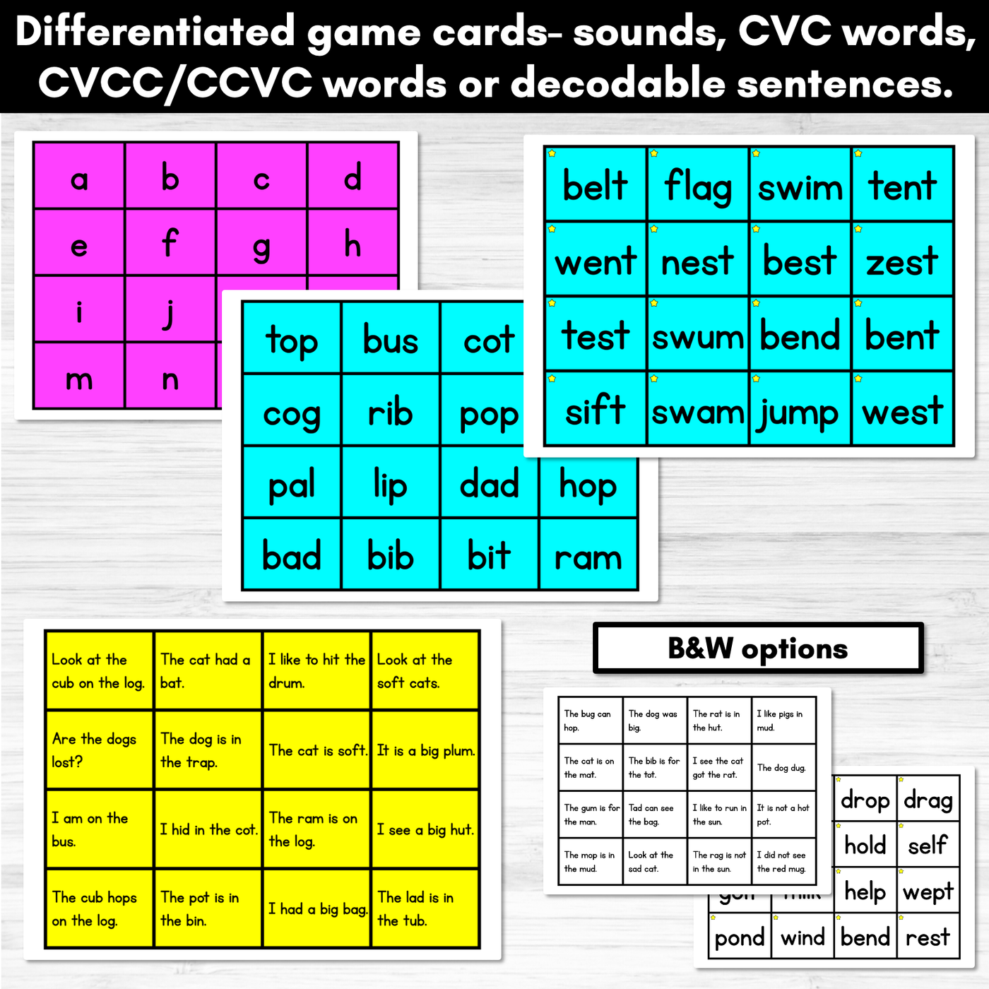 CVC Phonics Board Games - Sounds, Decodable Words and Sentences