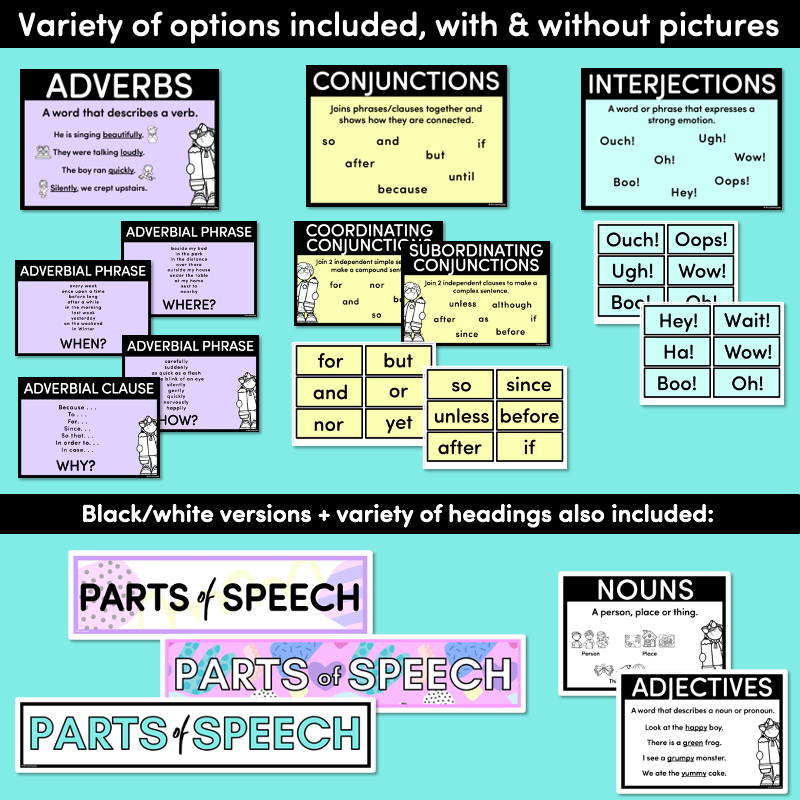 PARTS OF SPEECH POSTERS - The Wonderland Collection