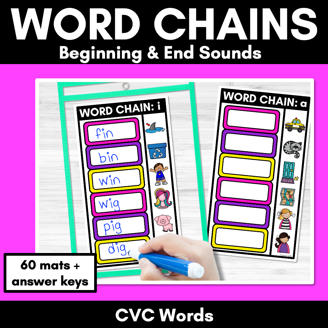 CVC Word Chains for Beginning and End Sounds