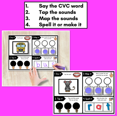 SAY IT TAP IT MAP IT SPELL IT - CVC Orthographic Mapping Mats
