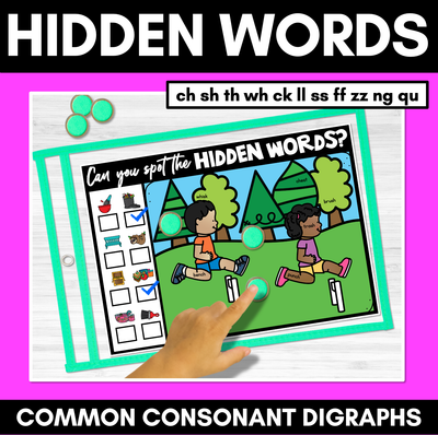 HIDDEN CONSONANT DIGRAPH WORD MATS - No Prep Phonics Games